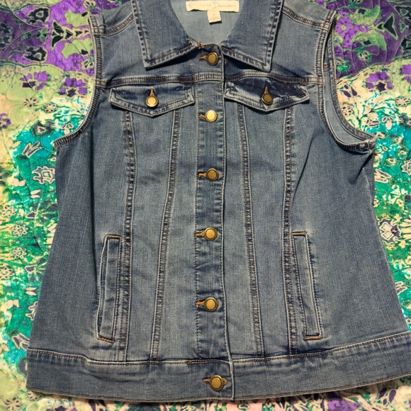Denim Jean Vest Button Down Size Small by Denim - Picture 7 of 12